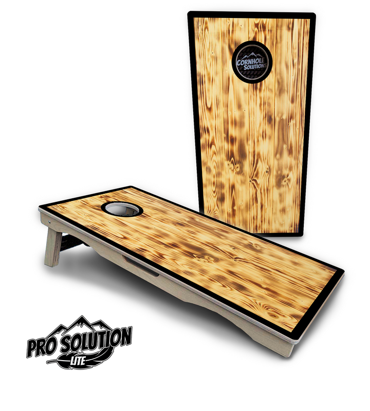 Burnt Wood w/Black Border Cornhole Boards - Pro Solution Lite Series