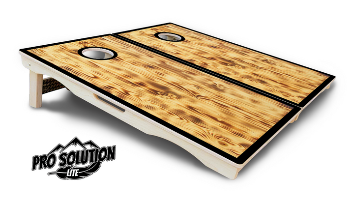 Burnt Wood w/Black Border Cornhole Boards - Pro Solution Lite Series