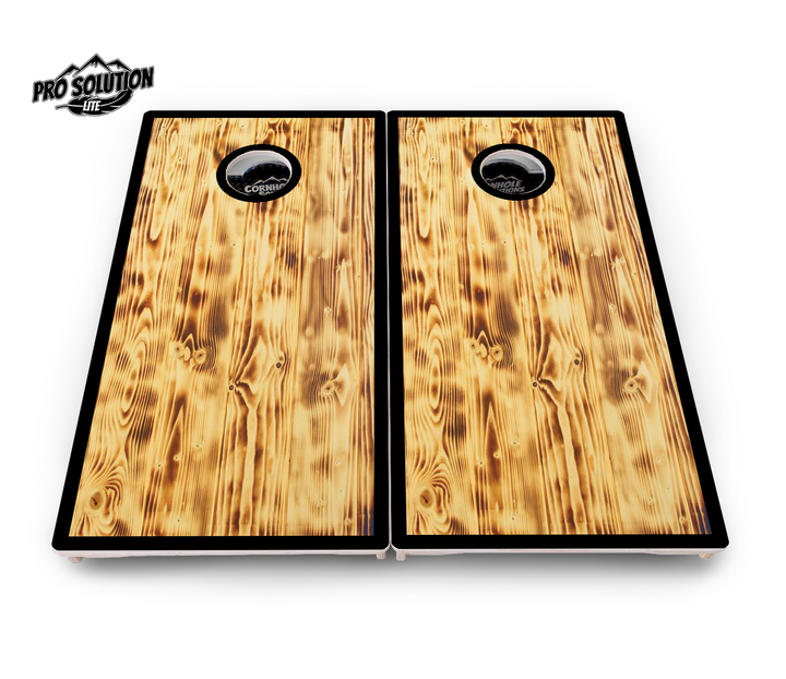 Burnt Wood w/Black Border Cornhole Boards - Pro Solution Lite Series