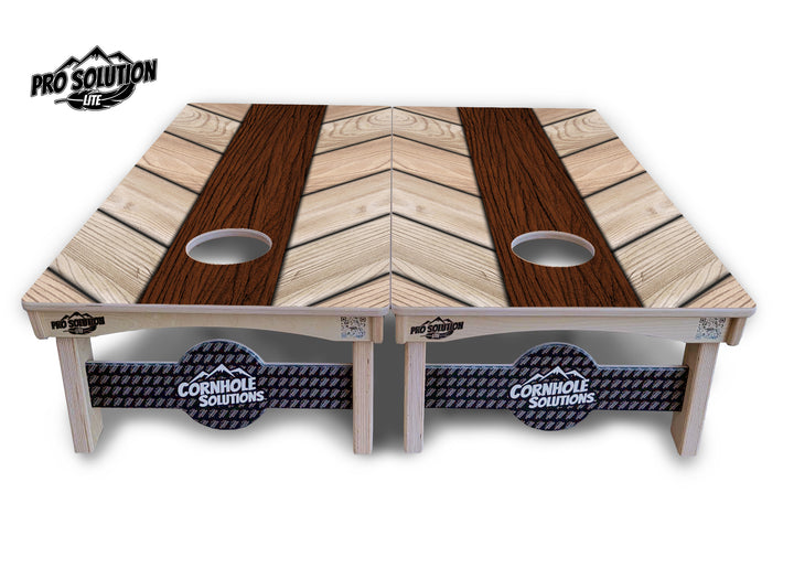 Cream Planks Cornhole Boards - Pro Solution Lite Series