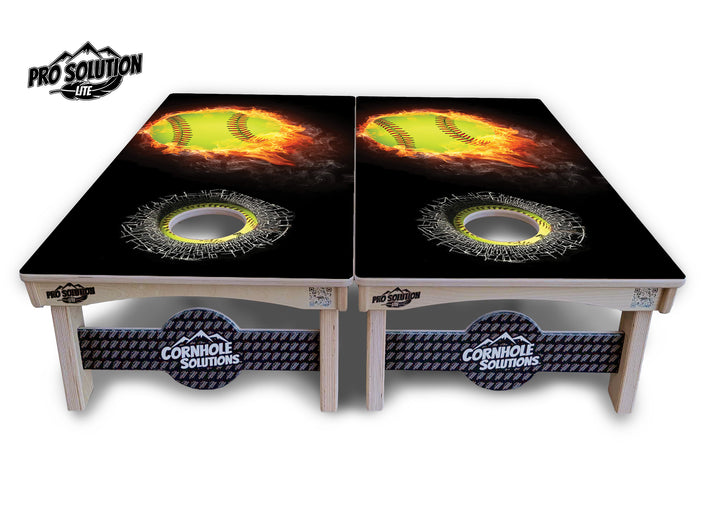 Fire Softball Cornhole Boards - Pro Solution Lite Series