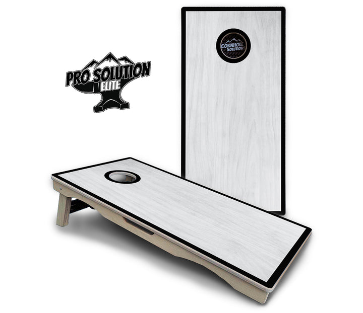 Red/Black Hole Ring Grey Wash Cornhole Boards - Pro Solution Elite Series