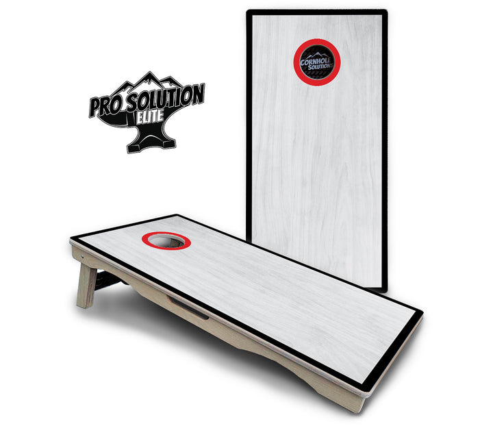 Red/Black Hole Ring Grey Wash Cornhole Boards - Pro Solution Elite Series