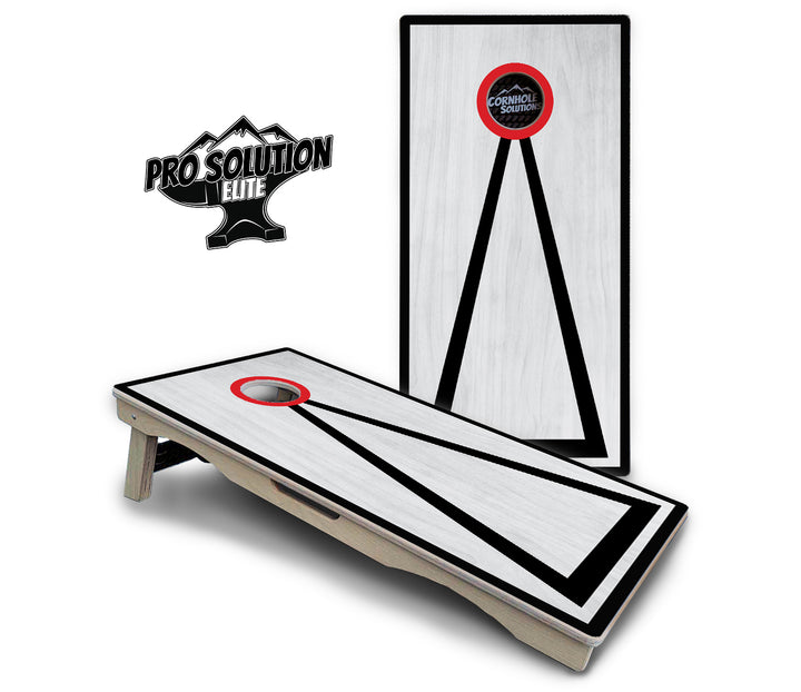 Red/Black Hole Ring Grey Wash Cornhole Boards - Pro Solution Elite Series