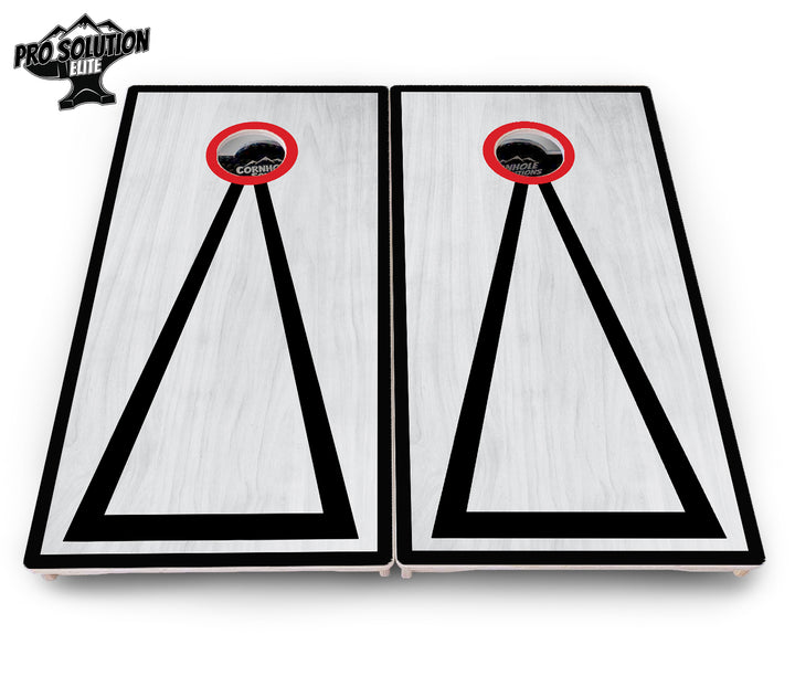 Red/Black Hole Ring Grey Wash Cornhole Boards - Pro Solution Elite Series