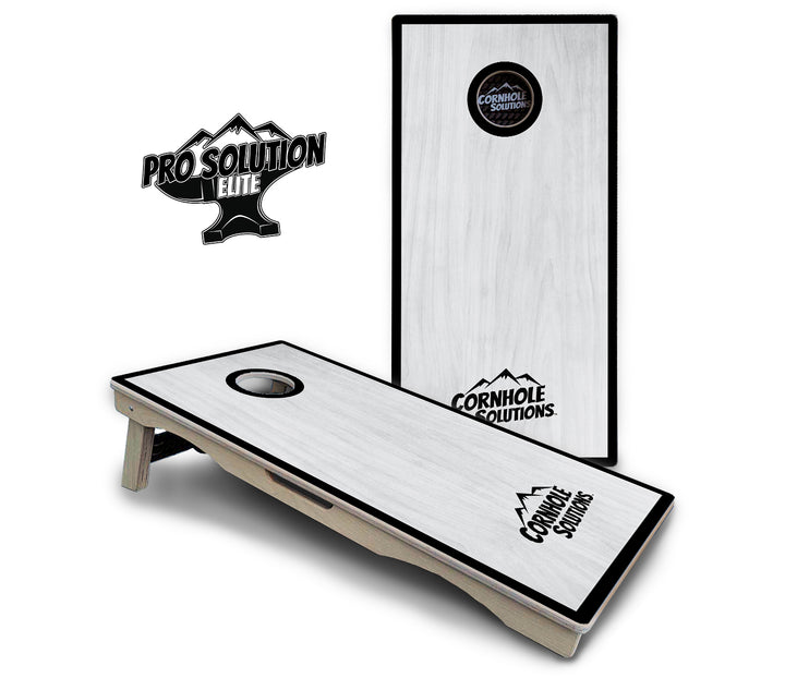 Red/Black Hole Ring Grey Wash Cornhole Boards - Pro Solution Elite Series