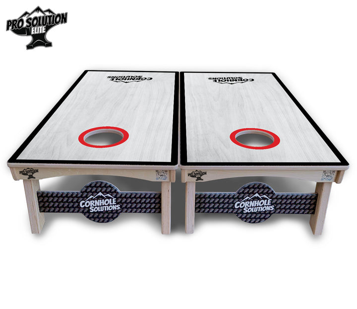 Red/Black Hole Ring Grey Wash Cornhole Boards - Pro Solution Elite Series