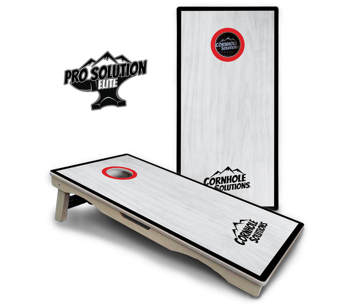 Red/Black Hole Ring Grey Wash Cornhole Boards - Pro Solution Elite Series