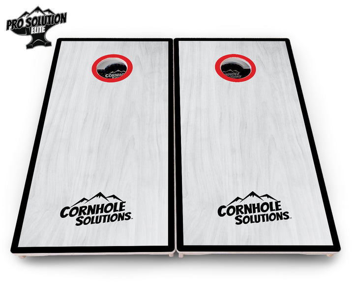 Red/Black Hole Ring Grey Wash Cornhole Boards - Pro Solution Elite Series
