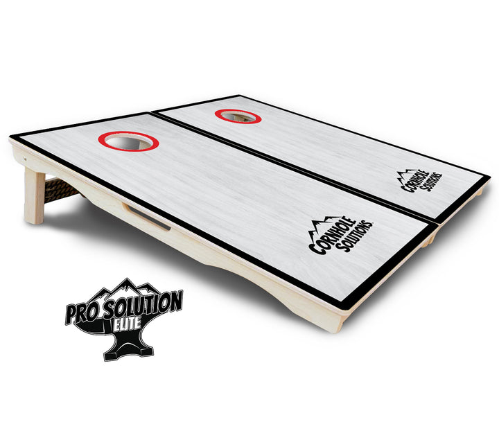 Red/Black Hole Ring Grey Wash Cornhole Boards - Pro Solution Elite Series
