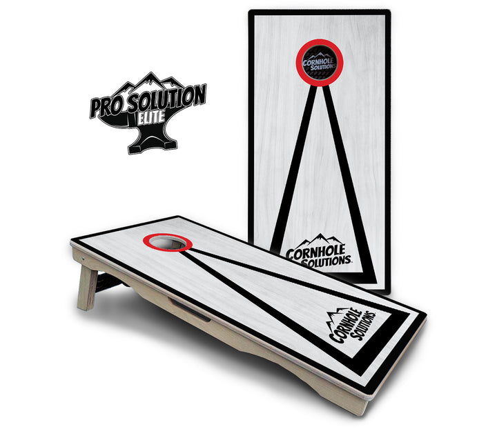 Red/Black Hole Ring Grey Wash Cornhole Boards - Pro Solution Elite Series
