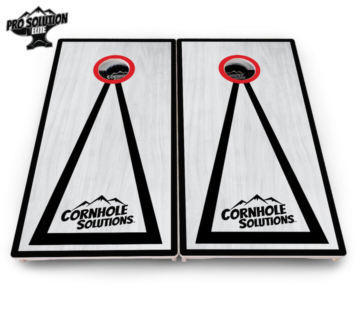Red/Black Hole Ring Grey Wash Cornhole Boards - Pro Solution Elite Series