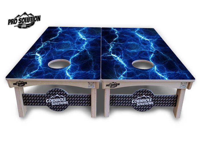 Blue & Green Lightning Cornhole Boards - Pro Solution Lite Series