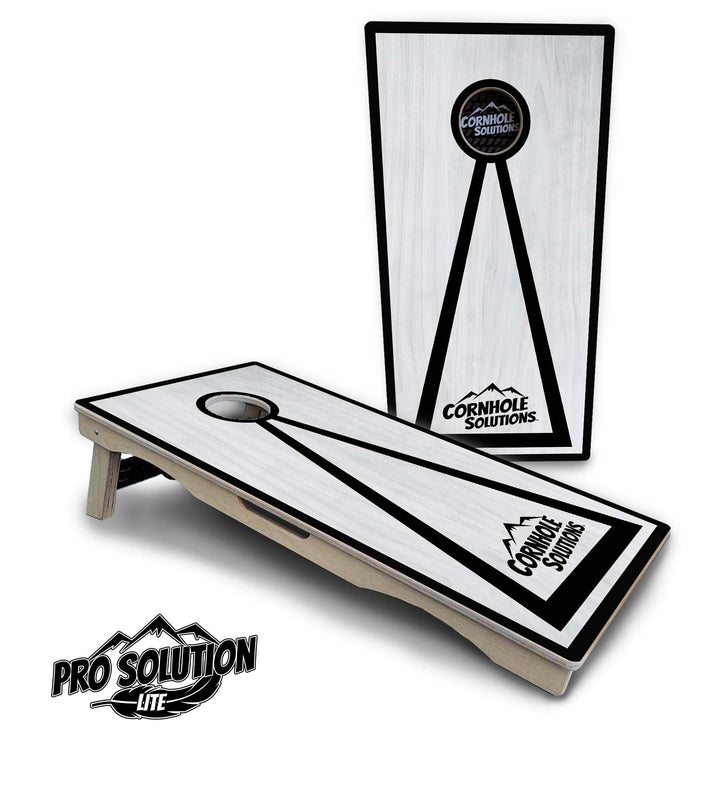 Red/Black Hole Ring Grey Wash Cornhole Boards - Pro Solution Lite Series