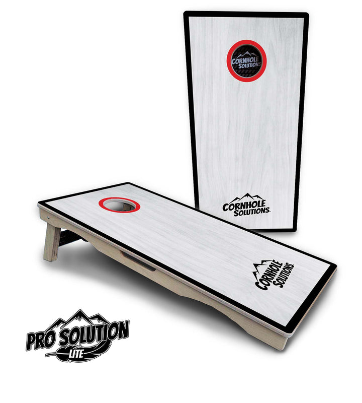 Red/Black Hole Ring Grey Wash Cornhole Boards - Pro Solution Lite Series