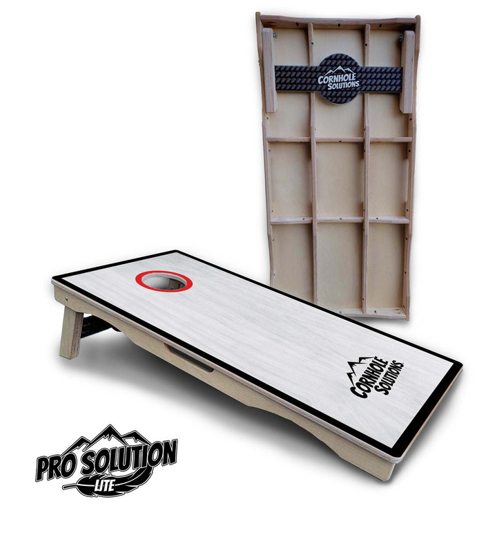 Red/Black Hole Ring Grey Wash Cornhole Boards - Pro Solution Lite Series