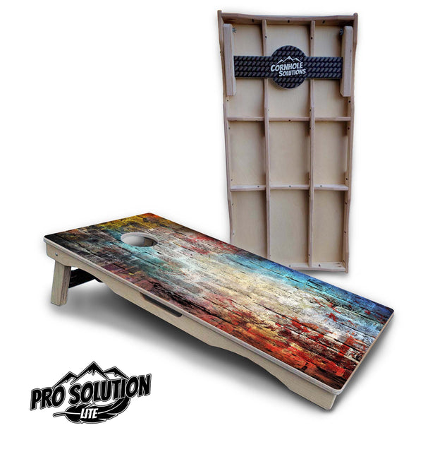 Pro Solution Lite - Colorful Brick - Professional Tournament Cornhole Boards 3/4" Baltic Birch - Zero Bounce Zero Movement Vertical Interlocking Braces for Extra Weight & Stability +Double Thick Legs +Airmail Blocker