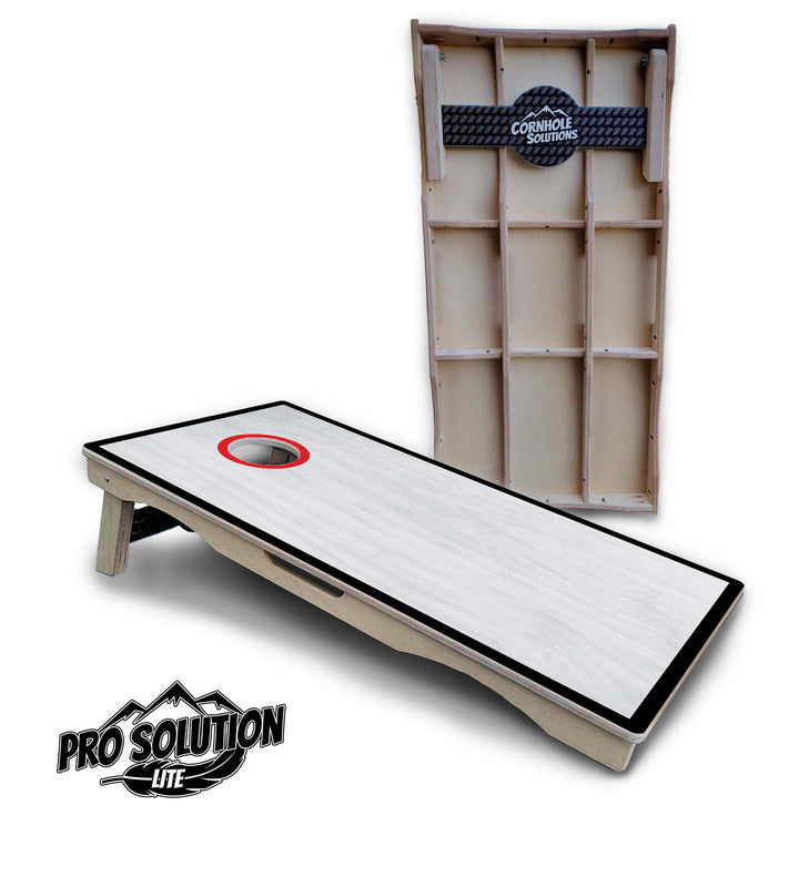Red/Black Hole Ring Grey Wash Cornhole Boards - Pro Solution Lite Series