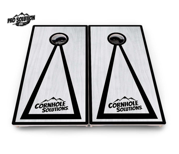 Red/Black Hole Ring Grey Wash Cornhole Boards - Pro Solution Lite Series