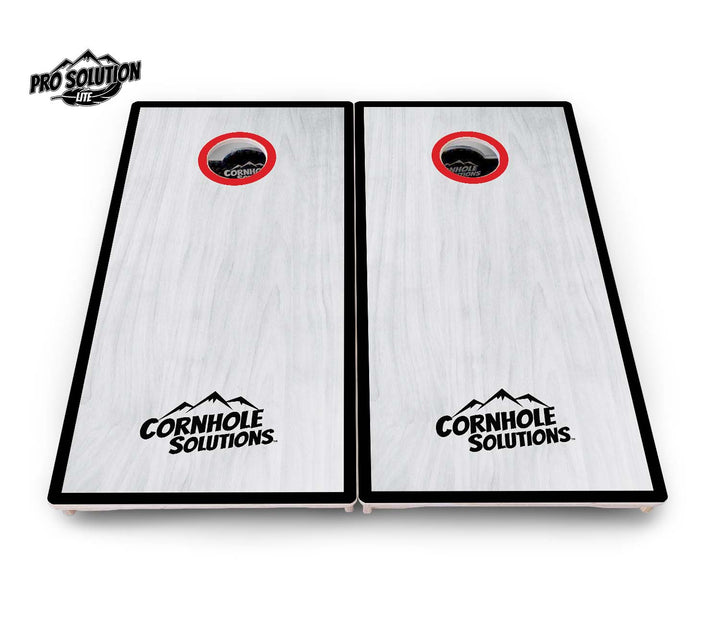 Red/Black Hole Ring Grey Wash Cornhole Boards - Pro Solution Lite Series