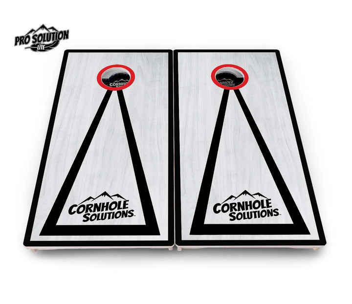 Red/Black Hole Ring Grey Wash Cornhole Boards - Pro Solution Lite Series
