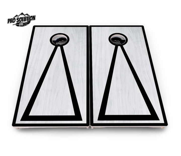Red/Black Hole Ring Grey Wash Cornhole Boards - Pro Solution Lite Series