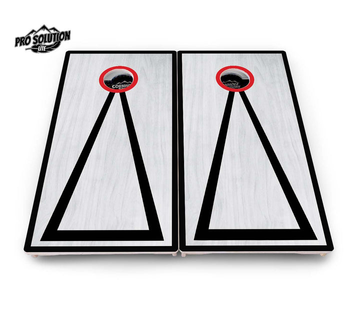 Red/Black Hole Ring Grey Wash Cornhole Boards - Pro Solution Lite Series