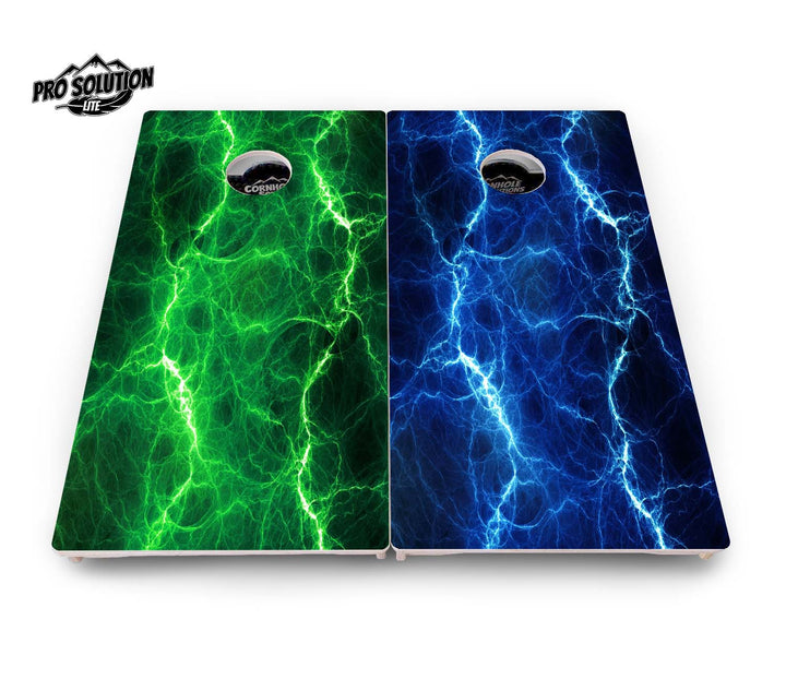 Blue & Green Lightning Cornhole Boards - Pro Solution Lite Series