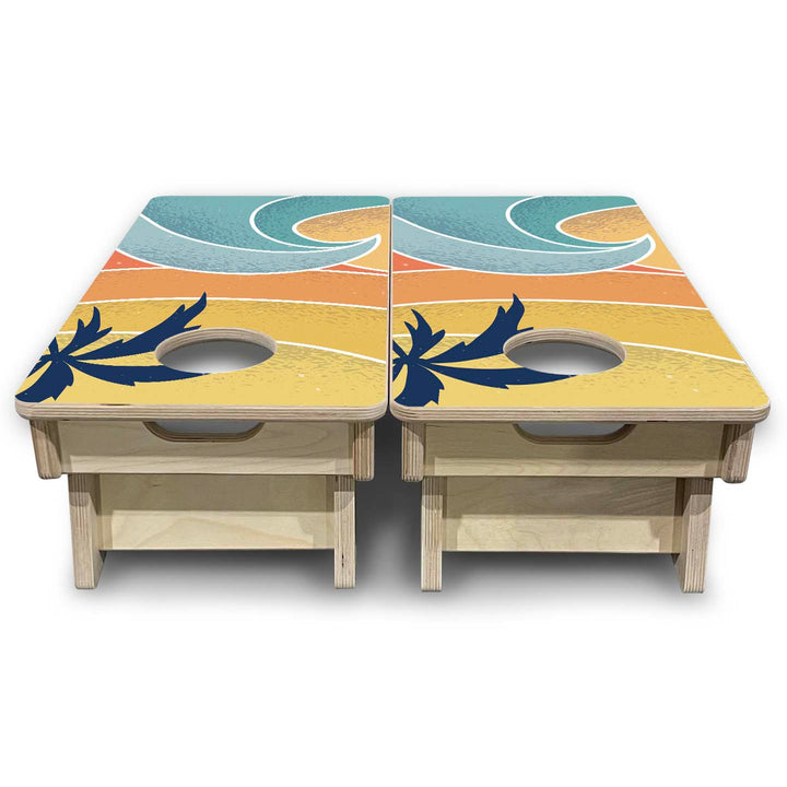 Retro Beach - Mini or Vacation Size Cornhole Boards