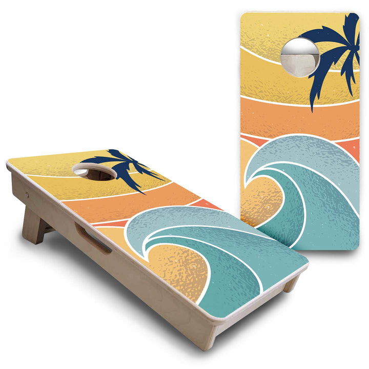 Retro Beach - Mini or Vacation Size Cornhole Boards