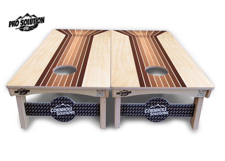 Retro Wood Lines Cornhole Boards - Pro Solution Lite Series