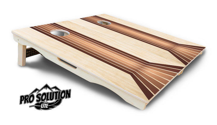 Retro Wood Lines Cornhole Boards - Pro Solution Lite Series