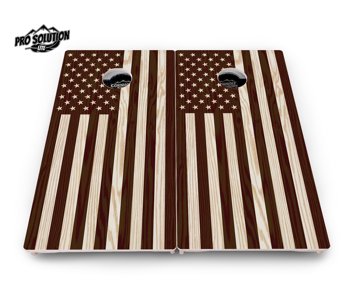 Stained Flag & Eagle Cornhole Boards - Pro Solution Lite Series