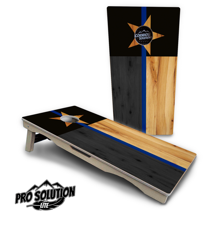 Texas Blue Line Flag Cornhole Boards - Pro Solution Lite Series