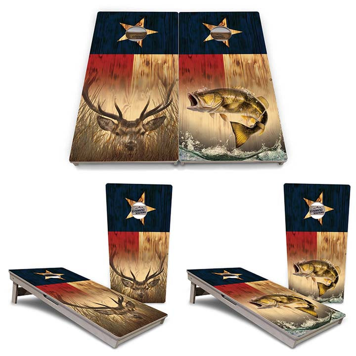 Texas Flag Deer & Fish Cornhole Boards - Professional Tournament Series