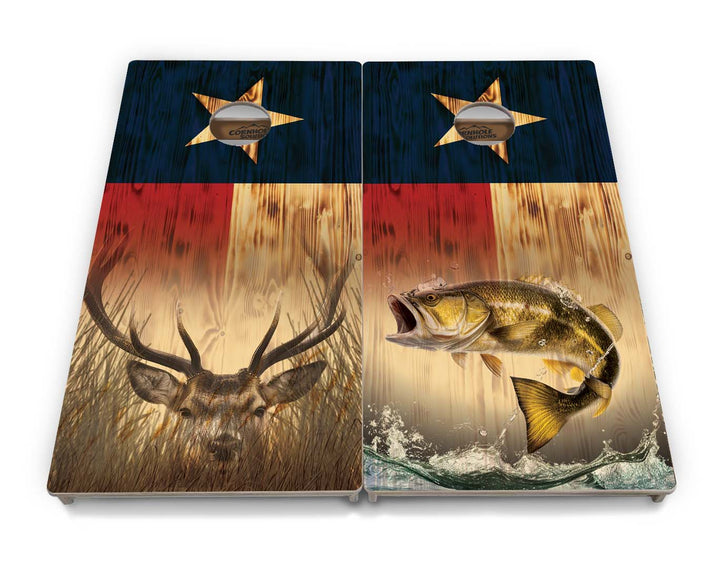 Texas Flag Deer & Fish Cornhole Boards - Professional Tournament Series
