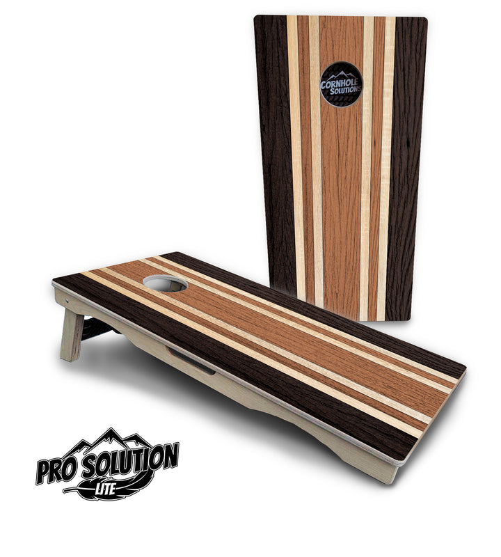 Brown Two Tone Stripes Cornhole Boards - Pro Solution Lite Series