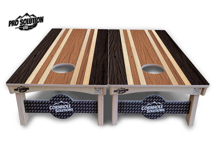 Brown Two Tone Stripes Cornhole Boards - Pro Solution Lite Series