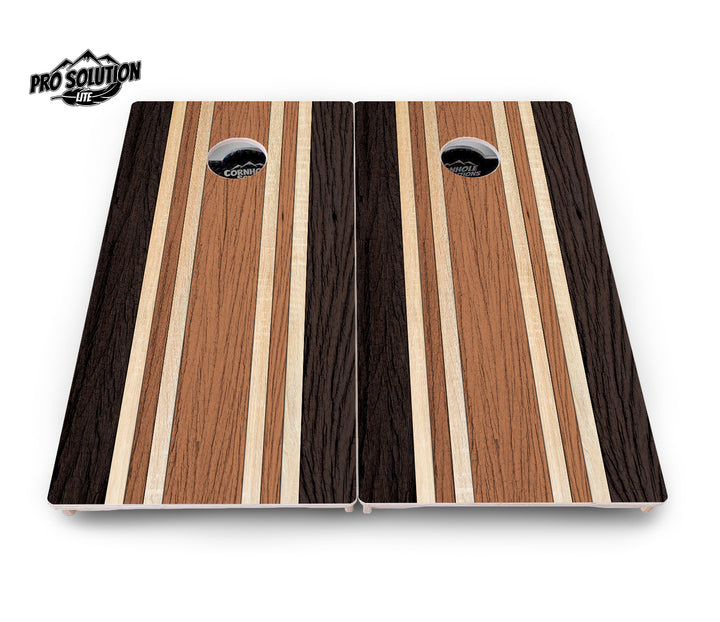 Brown Two Tone Stripes Cornhole Boards - Pro Solution Lite Series