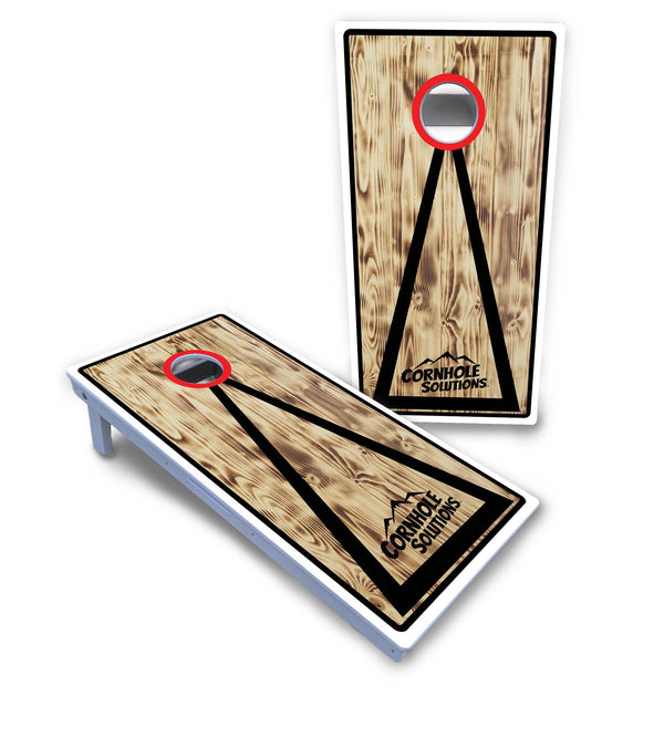 Waterproof - Burnt Triangle Design Options - All Weather Boards "Outdoor Solution" 18mm(3/4")Direct UV Printed - Regulation 2' by 4' Cornhole Boards (Set of 2 Boards) Double Thick Legs, with Leg Brace & Dual Support Braces!