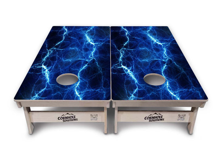 Blue & Green Lightning Cornhole Boards - Professional Tournament Series