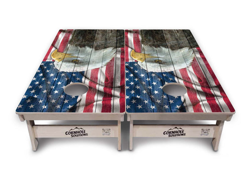 Tournament Boards - Faded Eagle Flag - Professional Tournament 2'x4' Regulation Cornhole Set - 3/4″ Baltic Birch + UV Direct Print + UV Clear Coat