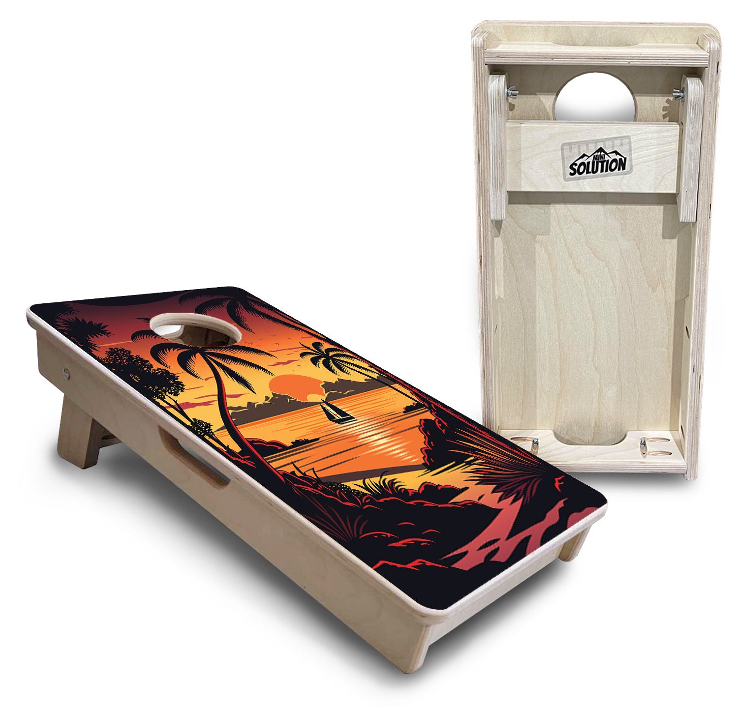 Mini 12 By 24 Cornhole Boards 4 Holes Beach Sunset 
