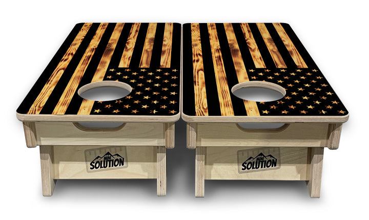 Burnt Flag - Mini or Vacation Size Cornhole Boards