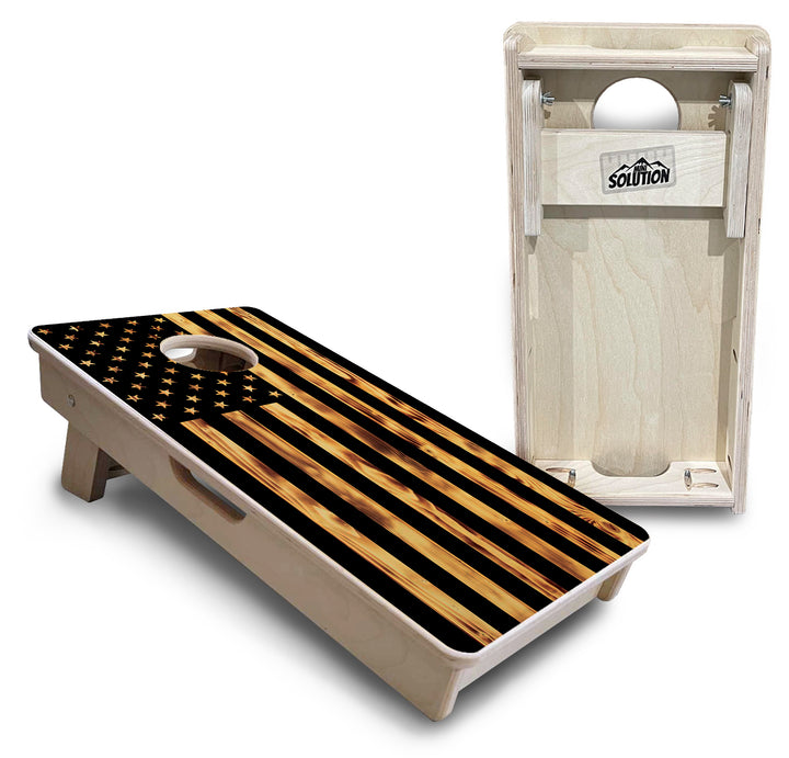 Burnt Flag - Mini or Vacation Size Cornhole Boards