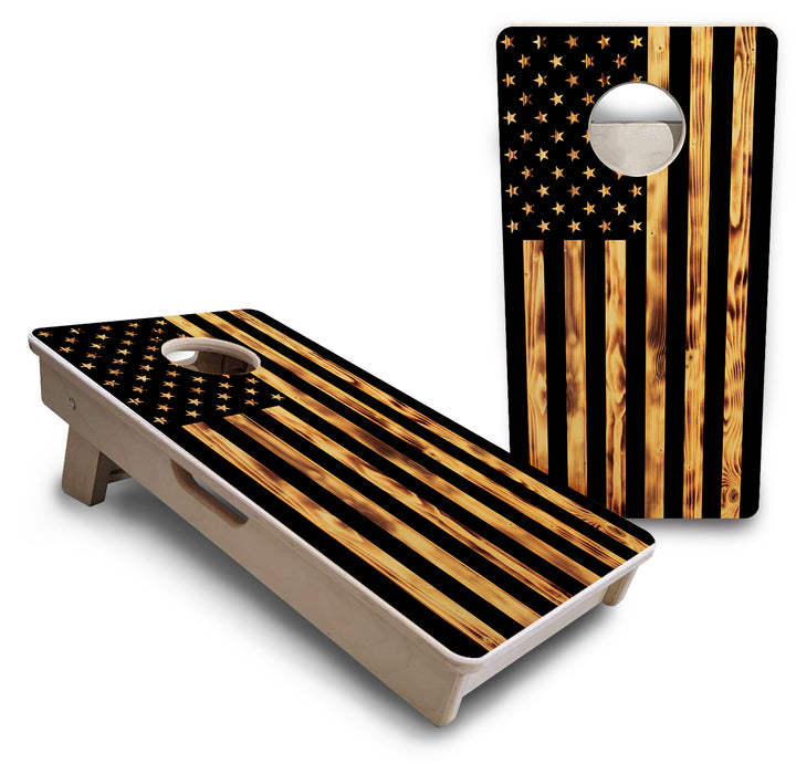 Burnt Flag - Mini or Vacation Size Cornhole Boards