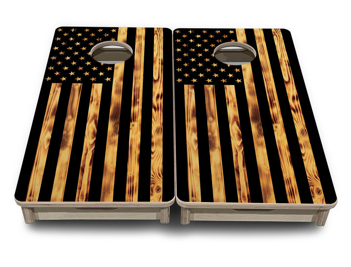 Burnt Flag - Mini or Vacation Size Cornhole Boards