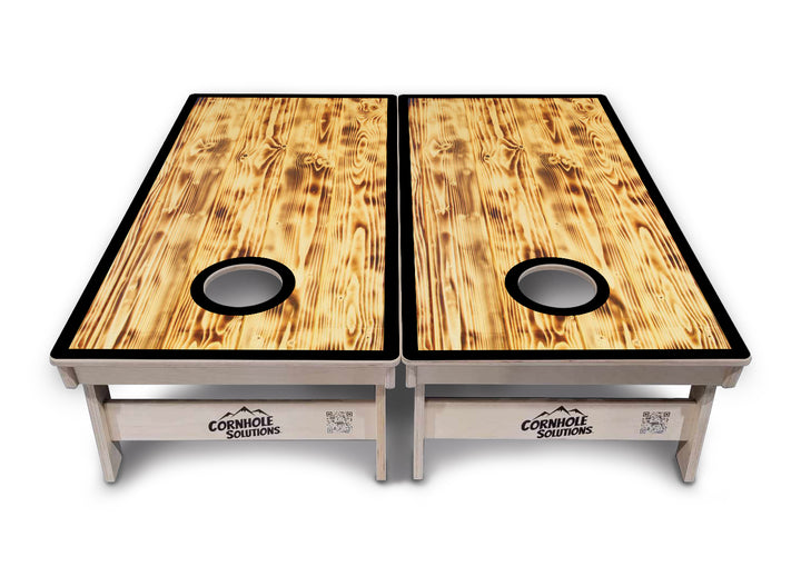 Burnt Wood Black Border Cornhole Boards - Professional Tournament Series