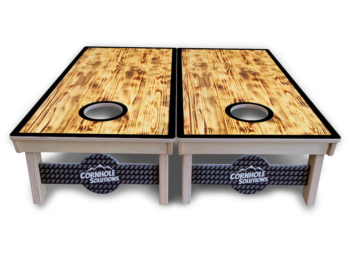 Burnt Wood Black Border Cornhole Boards - Professional Tournament Series