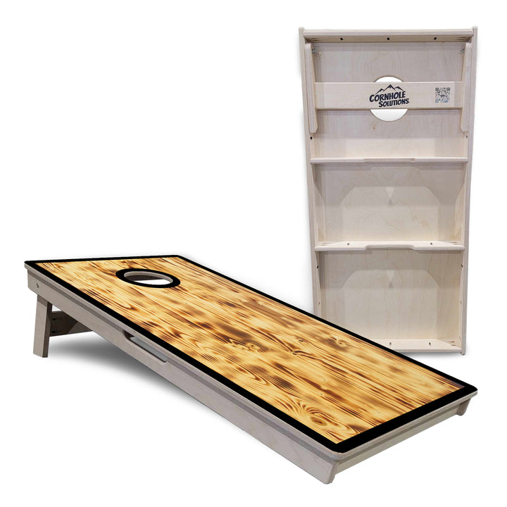 Burnt Wood Black Border Cornhole Boards - Professional Tournament Series
